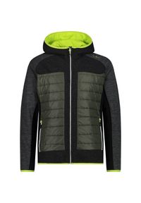 Kurtka polarowa z kapturem hybrydowa CMP. Typ kołnierza: kaptur. Kolor: czarny, wielokolorowy, zielony. Materiał: polar. Styl: sportowy #1