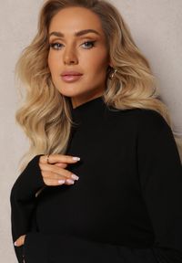 Renee - Czarny Sweter Golf z Wiskozą i Modalem Lamita. Typ kołnierza: golf. Kolor: czarny. Materiał: wiskoza. Długość rękawa: długi rękaw. Długość: długie. Styl: klasyczny #4