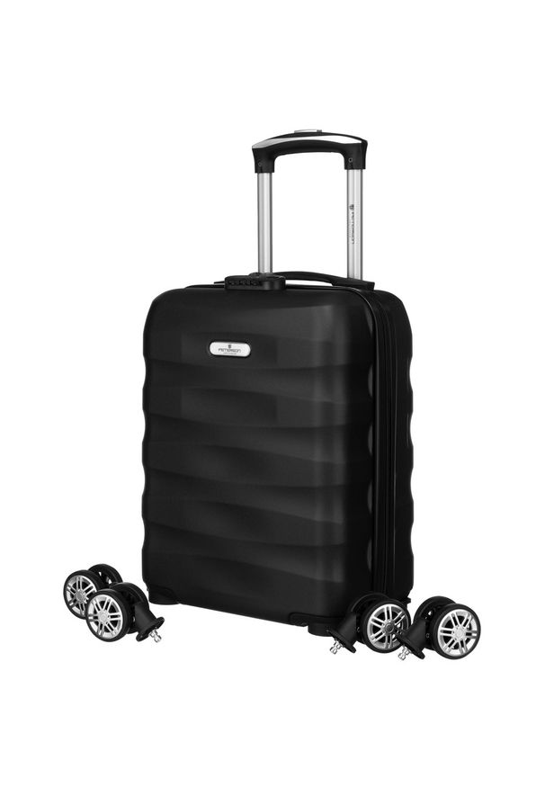 Walizka podróżna Peterson PTN 5806-W-XS czarna. Kolor: czarny. Materiał: materiał. Styl: elegancki