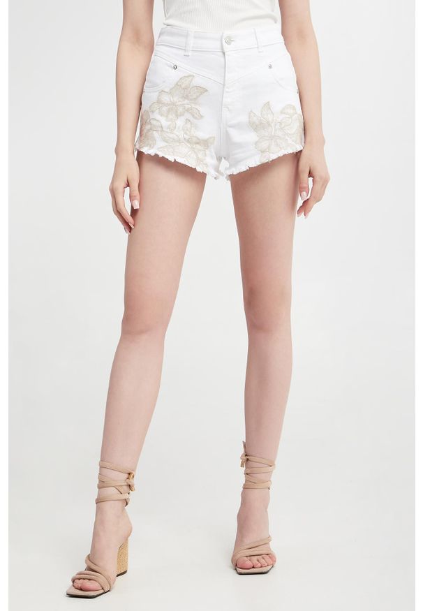 Ermanno Firenze - Szorty jeansowe damskie z haftem ERMANNO FIRENZE. Materiał: jeans. Wzór: haft
