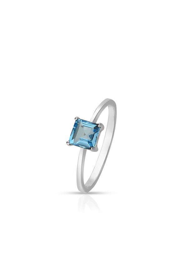 W.KRUK Złoty Pierścionek - złoto 375, Topaz swiss blue - ZHH/PT10B. Materiał: złote. Kolor: złoty. Materiał: materiał. Wzór: aplikacja. Kamień szlachetny: topaz