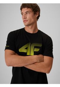 4f - 4F T-shirt regular z nadrukiem męski - czarny M. Okazja: na co dzień, do pracy, na spacer. Kolor: czarny. Materiał: bawełna, materiał. Wzór: nadruk. Styl: casual #1