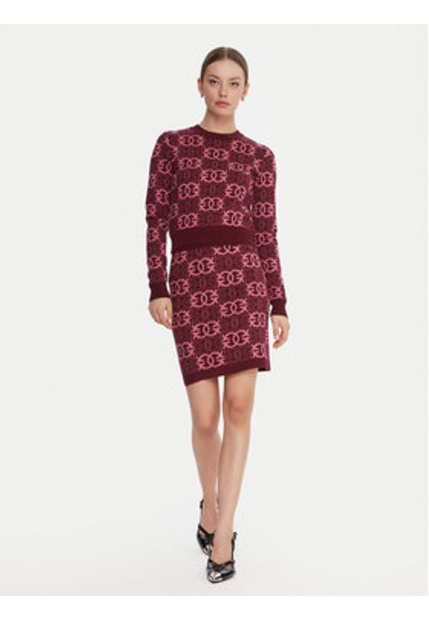 Pinko - PINKO Spódnica mini Bang Bang 106040 A2YD Bordowy Slim Fit. Kolor: czerwony. Materiał: wiskoza