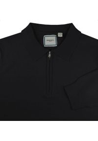 Męski, Lekki Sweter z Wiskozy z Kołnierzykiem Polo - Brave Soul - Czarny. Typ kołnierza: polo. Kolor: czarny. Materiał: wiskoza, poliester, poliamid #3