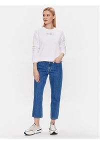 Tommy Jeans Bluza Color Serif Linear Crew DW0DW15648 Biały Regular Fit. Kolor: biały. Materiał: syntetyk, bawełna