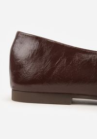 Renee - Brązowe Gładkie Balerinki Basic z Zaokrąglonym Noskiem Kaleta. Okazja: na co dzień. Kolor: brązowy. Materiał: skóra, jeans. Wzór: gładki. Styl: casual, klasyczny #7