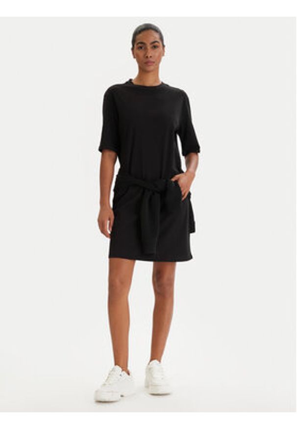 Armani Exchange Sukienka codzienna XW000825 AF10356 UC001 Czarny Regular Fit. Okazja: na co dzień. Kolor: czarny. Materiał: bawełna. Typ sukienki: proste. Styl: casual