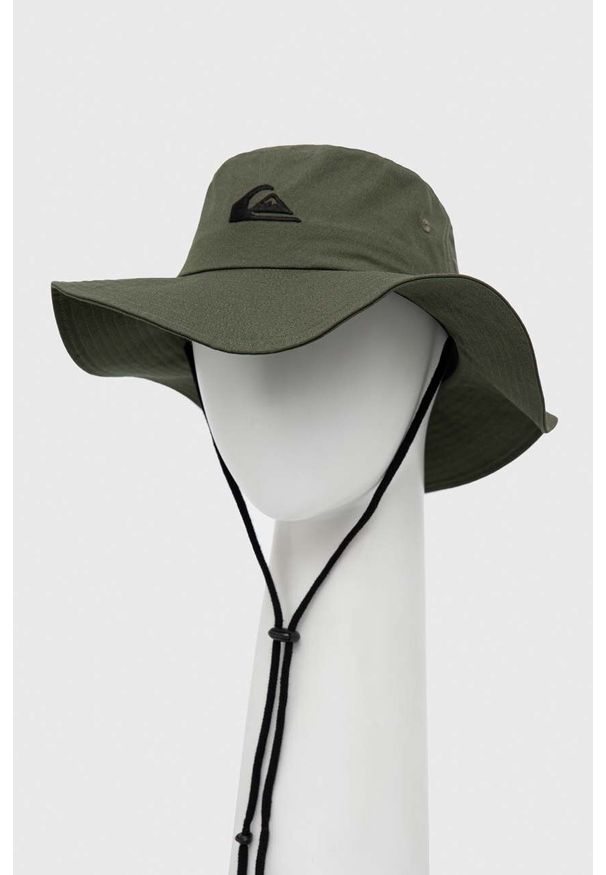 Quiksilver kapelusz bawełniany kolor zielony bawełniany. Kolor: zielony. Materiał: bawełna