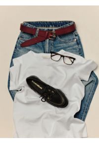 Ryłko - Bordowy pasek ze skóry licowej. Kolor: czerwony. Materiał: skóra #1