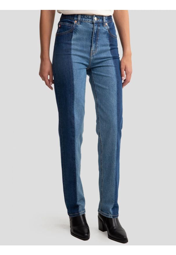 Big-Star - Jeansy damskie dwukolorowe niebieskie Avril 491. Kolor: niebieski. Styl: klasyczny, retro, elegancki