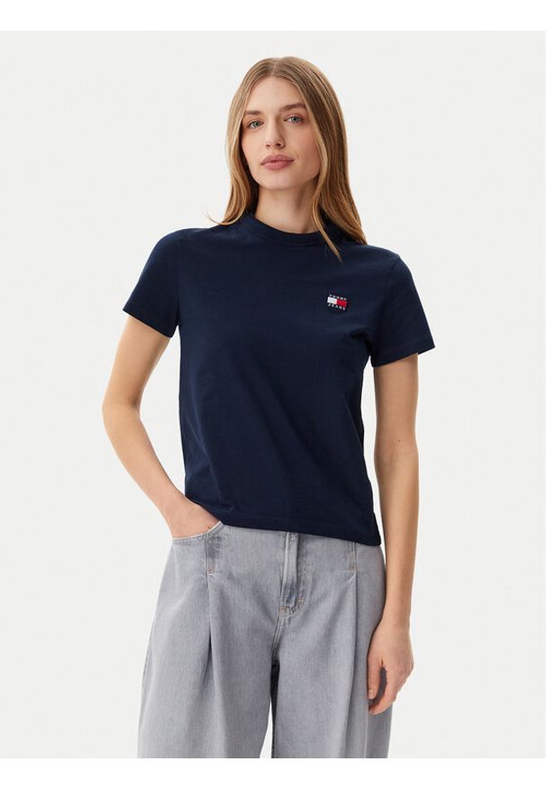 Tommy Jeans T-Shirt DW0DW20153 Granatowy Regular Fit. Kolor: niebieski. Materiał: bawełna