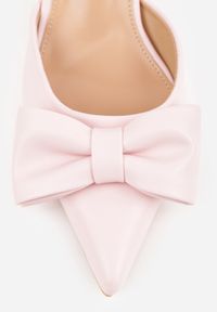 Born2be - Różowe Szpilki z Paskiem na Pięcie i Kokardą Adote. Zapięcie: pasek. Kolor: różowy. Materiał: satyna. Obcas: na szpilce. Styl: elegancki, klasyczny #2