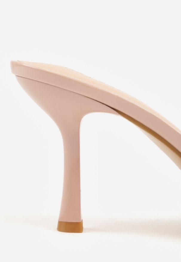 Born2be - Beżowe Siateczkowe Klapki na Szpilce z Koronką Sephaphine. Okazja: na co dzień. Kolor: beżowy. Materiał: koronka. Wzór: koronka. Obcas: na szpilce. Styl: casual, elegancki