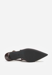 Renee - Brązowe Sandały na Szpilce Ozdobione Aplikacją z Cyrkoniami Isleheart. Zapięcie: sprzączka. Kolor: brązowy. Materiał: jeans. Wzór: aplikacja. Obcas: na szpilce. Styl: elegancki #8