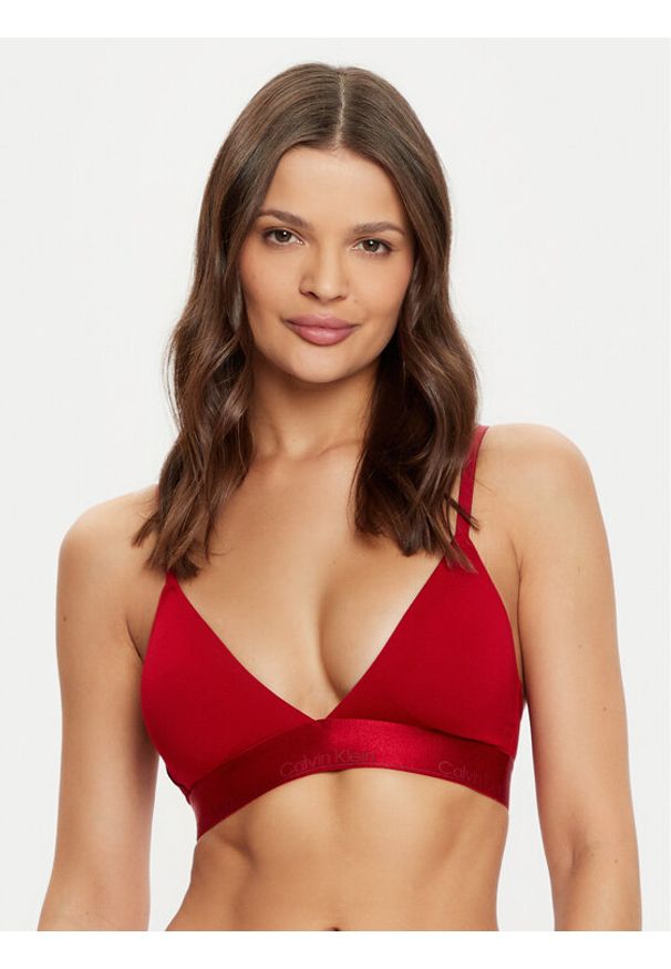 Calvin Klein Underwear Biustonosz braletka Lightly Lined Triangle 000QF7994E Bordowy. Kolor: czerwony. Materiał: syntetyk, bawełna