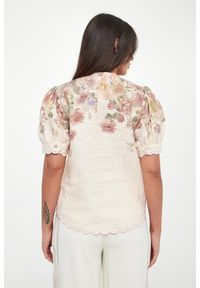 Twinset Milano - Bluzka damska lniana w kwiaty TWINSET. Materiał: len. Wzór: kwiaty #2