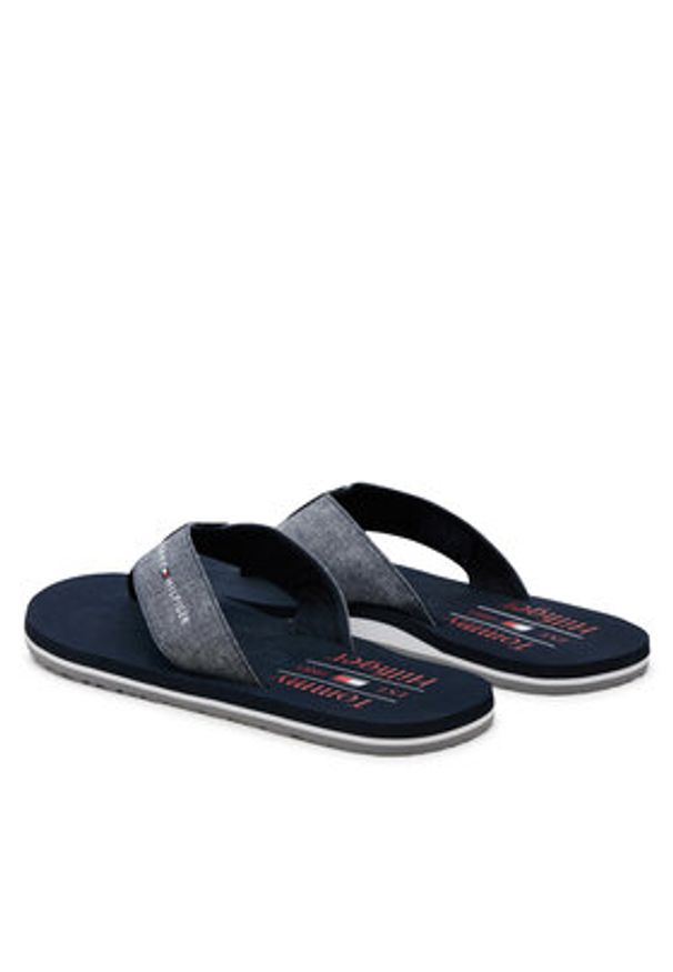 TOMMY HILFIGER - Tommy Hilfiger Japonki Chambray Beach Sandal FM0FM05570 Granatowy. Kolor: niebieski. Materiał: materiał