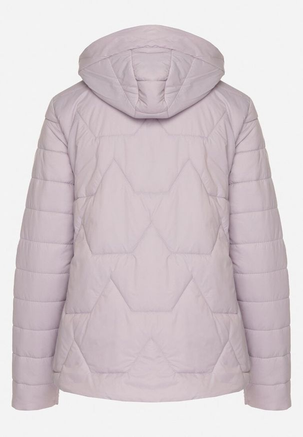 Born2be - Jasnofioletowa Pikowana Kurtka z Odpinanym Kapturem Noridi. Okazja: na co dzień. Kolor: fioletowy. Materiał: jeans. Styl: klasyczny, casual, elegancki