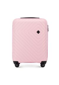 Wittchen - Walizka kabinowa z ABS-u z geometrycznym tłoczeniem jasny różowa. Kolor: różowy. Materiał: poliester. Wzór: geometria #1