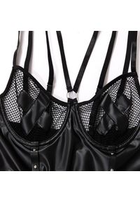 Intica - Komplet bielizny z siateczkowymi wstawkami na romantyczne chwile Veronika. Kolor: czarny. Materiał: materiał. Wzór: paski #9