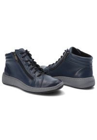 Granatowe Botki Wasak Damskie Wygodne Buty. Okazja: na co dzień, na spacer. Kolor: niebieski. Materiał: skóra. Szerokość cholewki: normalna. Styl: casual, sportowy, elegancki #3