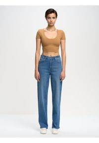 Big-Star - Spodnie jeans damskie loose Meghan 485. Okazja: na co dzień. Stan: podwyższony. Kolor: niebieski. Wzór: gładki. Styl: casual, elegancki
