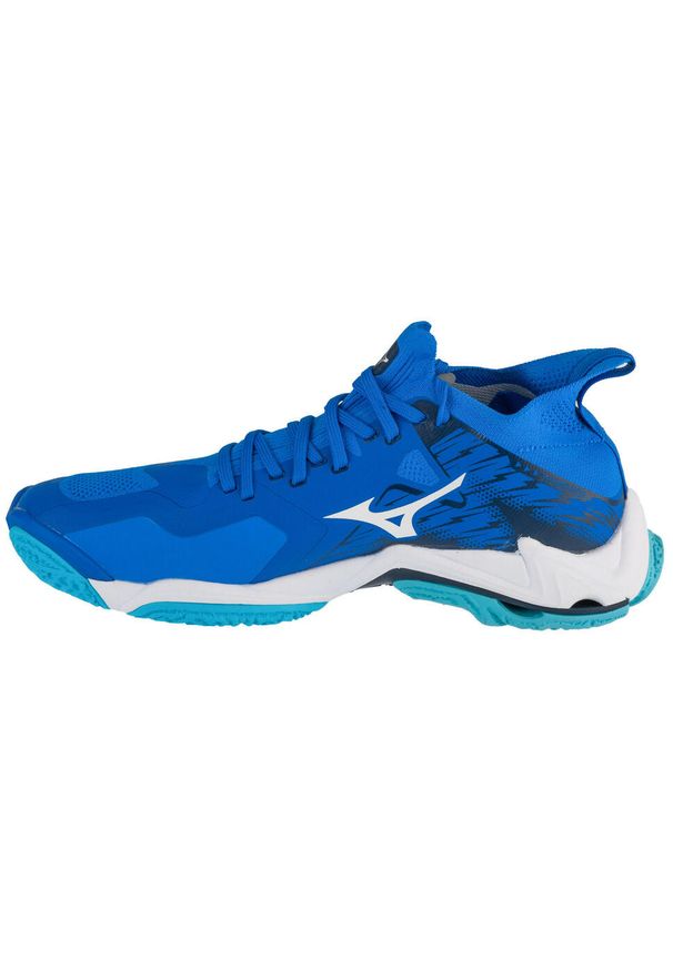 Mizuno - Buty do siatkówki męskie, Wave Lightning Neo III. Kolor: niebieski, biały, wielokolorowy. Model: Mizuno Wave. Sport: siatkówka