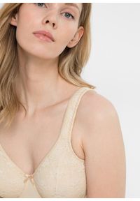 bonprix - Biustonosz minimizer z wyściełanymi ramiączkami. Kolor: beżowy. Materiał: materiał, koronka. Rodzaj stanika: wyściełane miseczki, różne sposoby noszenia. Wzór: koronka #3