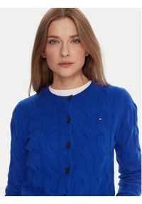 TOMMY HILFIGER - Tommy Hilfiger Kardigan WW0WW47463 Niebieski Regular Fit. Kolor: niebieski. Materiał: wełna #3