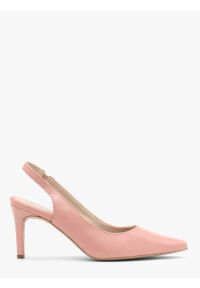 Ryłko - Różowe czółenka typu slingback. Zapięcie: pasek. Kolor: różowy. Materiał: skóra. Szerokość cholewki: normalna. Obcas: na obcasie. Styl: street. Wysokość obcasa: średni