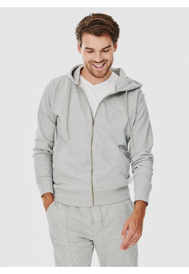 Pako Lorente - Rozpinana bluza dresowa w szarym kolorze. Okazja: na co dzień. Typ kołnierza: kaptur. Kolor: szary. Materiał: dresówka. Wzór: gładki. Styl: casual