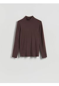 Reserved - Longsleeve z golfem - ciemnobrązowy. Typ kołnierza: golf. Kolor: brązowy. Materiał: dzianina. Długość rękawa: długi rękaw