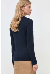 BOSS sweter wełniany damski kolor niebieski lekki. Kolor: niebieski. Materiał: wełna. Wzór: gładki. Styl: klasyczny #3
