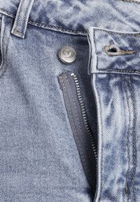 Born2be - Niebieska Jeansowa Spódnica z Bawełną Wysokim Stanem i Rozcięciem na Nogę Vikinori. Okazja: na co dzień, do pracy. Stan: podwyższony. Kolor: niebieski. Materiał: bawełna, jeans. Styl: casual, klasyczny #6