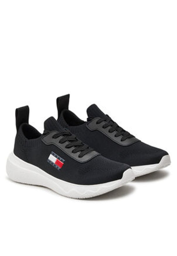 Tommy Jeans Sneakersy Tjw Knit Runner EN0EN02564 Czarny. Kolor: czarny. Materiał: materiał