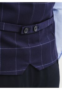 Pako Lorente - PAKO LORENTE – Granatowa kamizelka męska w kratę. Kolor: niebieski. Materiał: wiskoza, poliester, elastan. Wzór: kratka. Styl: młodzieżowy, elegancki #5