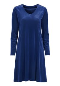 Cellbes - Sukienka z aksamitu. Typ kołnierza: dekolt w kształcie V. Kolor: niebieski. Materiał: jersey. Długość rękawa: długi rękaw. Styl: elegancki #4