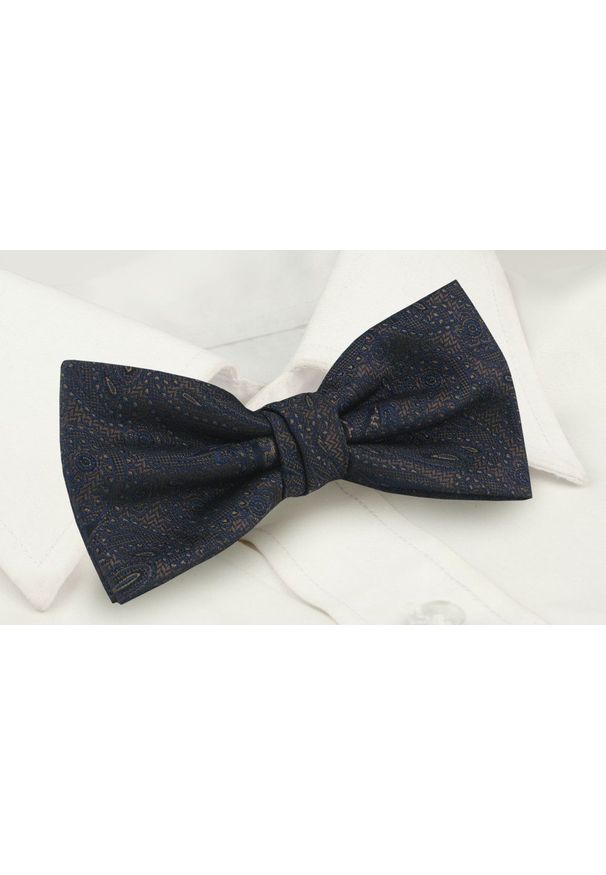 Mucha Męska z Poszetką - Chattier - Granat i Brąz. Kolor: brązowy, wielokolorowy, beżowy. Styl: sportowy, elegancki
