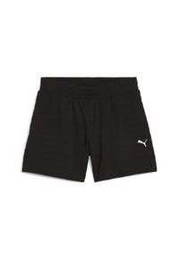 Puma - Damskie strukturalne szorty ESS ELEVATED 5" z wysokim stanem PUMA Black. Stan: podwyższony. Kolor: czarny. Sport: fitness