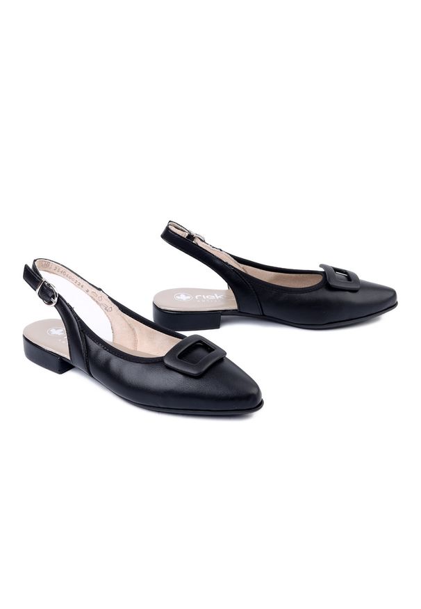 Rieker - RIEKER 43150-00 black, czółenka damskie. Kolor: czarny. Materiał: guma. Obcas: na obcasie. Wysokość obcasa: średni