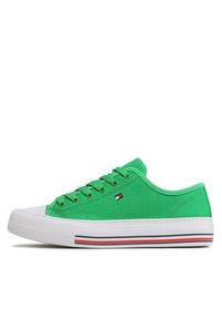 TOMMY HILFIGER - Tommy Hilfiger Trampki Low Cut Lace-Up Sneaker T3A9-32677-0890 Zielony. Kolor: zielony. Materiał: materiał #6