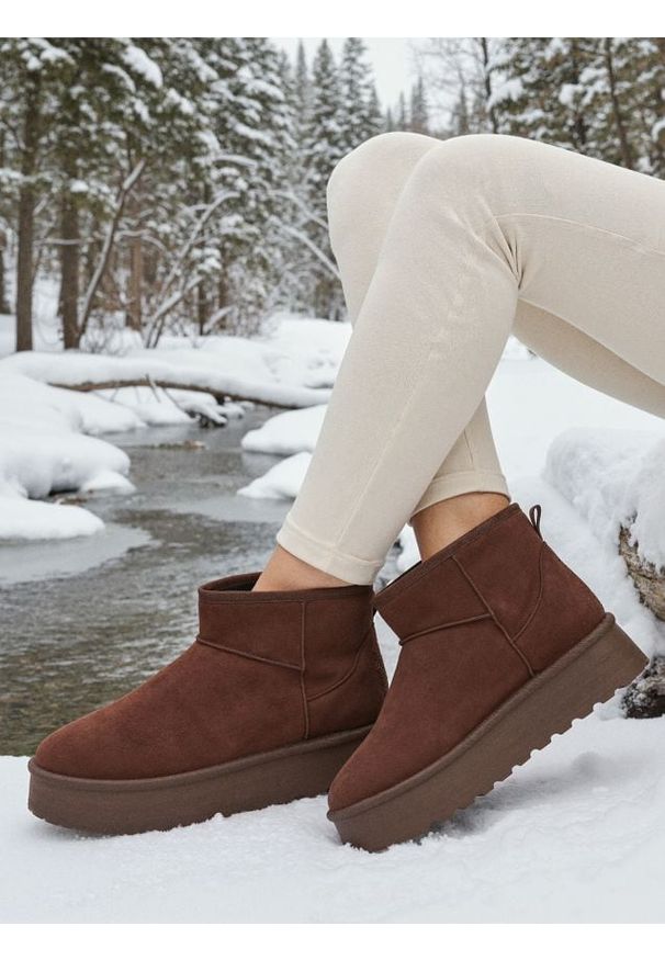 Sinsay - Botki ocieplane z domieszką wełny - brązowy. Kolor: brązowy. Materiał: wełna