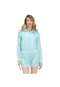 LEONE 1947 APPAREL - Damska bluza frotte Silence Work. Kolor: niebieski. Materiał: tkanina. Sport: fitness