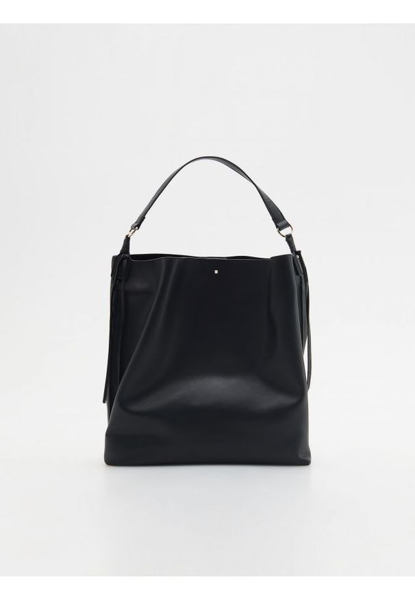 Reserved - Torebka z imitacji skóry - czarny. Kolor: czarny. Materiał: skórzane