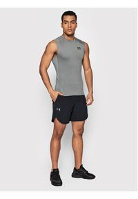 Under Armour Tank top HeatGear® 1361522 Szary Slim Fit. Kolor: szary. Materiał: syntetyk