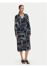 TOMMY HILFIGER - Tommy Hilfiger Sukienka codzienna WW0WW48934 Granatowy Relaxed Fit. Okazja: na co dzień. Kolor: niebieski. Materiał: wiskoza. Typ sukienki: proste. Styl: casual #1