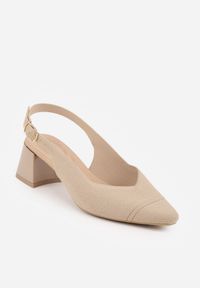 Renee - Ciemnobeżowe Czółenka VICES Soft Fit Slingback na Lakierowanym Słupku z Elastyczną Cholewką Comfort Coromenis. Zapięcie: sprzączka. Kolor: beżowy. Materiał: lakier. Szerokość cholewki: normalna. Obcas: na słupku. Styl: elegancki #10