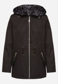 Born2be - Czarna Kurtka Parka Dwustronna z Odpinanym Kapturem Amoetta. Okazja: na co dzień. Kolor: czarny. Materiał: jeans. Wzór: gładki. Styl: casual, elegancki #6