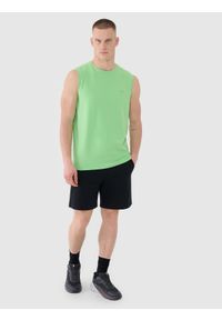 4f - 4F Tank top regular gładki męski - zielony XXL. Kolor: zielony. Materiał: dzianina, bawełna. Długość rękawa: bez rękawów. Wzór: gładki