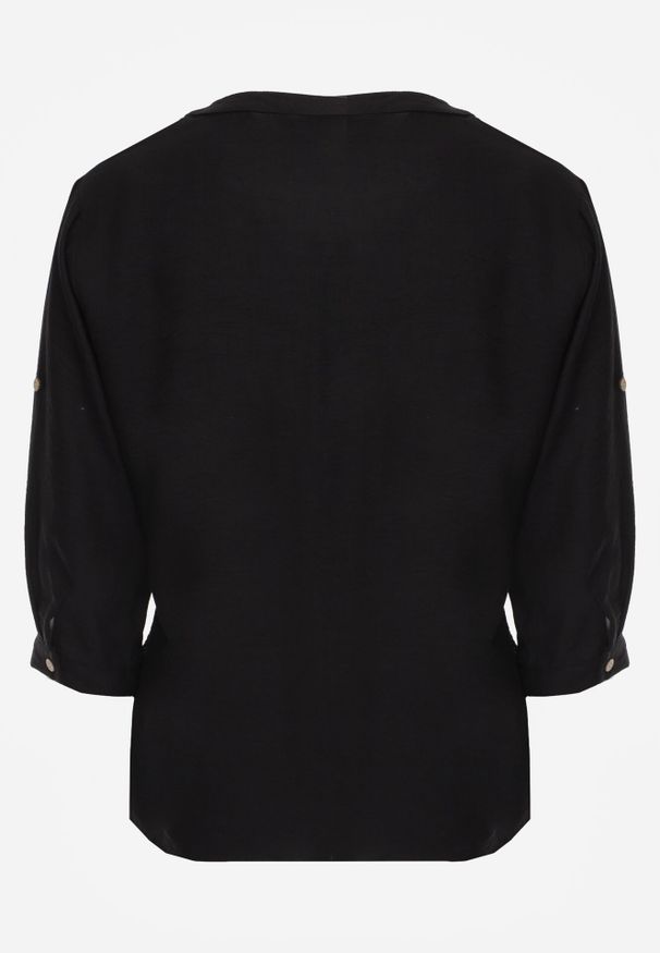 Born2be - Czarna Wiskozowa Koszula Boho z Haftem i Podpinanymi Rękawami 3/4 Cheridenah. Okazja: na co dzień. Kolekcja: plus size. Kolor: czarny. Materiał: wiskoza. Wzór: haft. Styl: boho